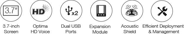 Icons representing SIP-T43U features