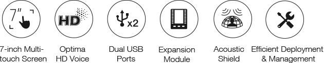 Icons representing SIP-T48U features